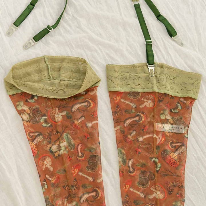 Mushroom Fairy Printed Stay Up Stockings for wholesale by Uye Surana