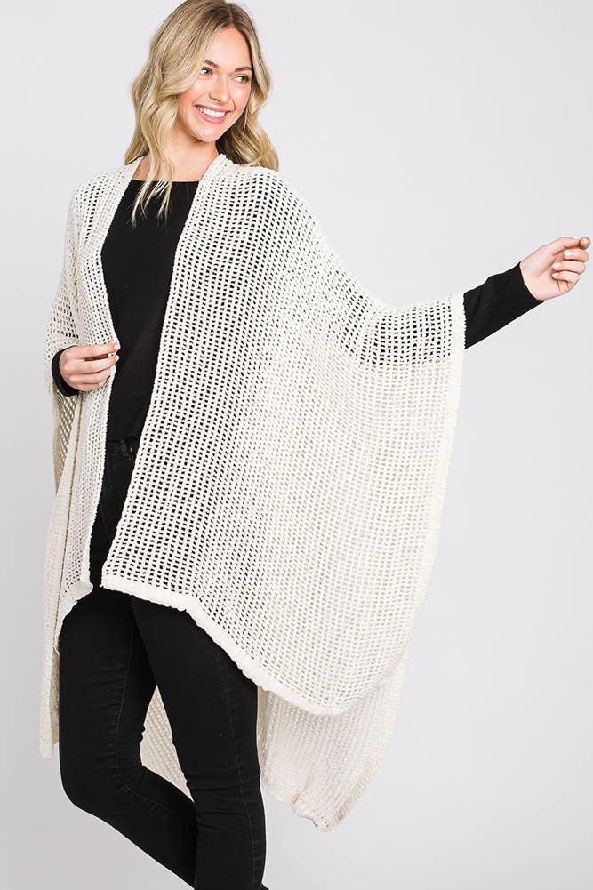 Hana - Wholesale Cardigan - Dames - Solid Chenille Crochet Ruana36