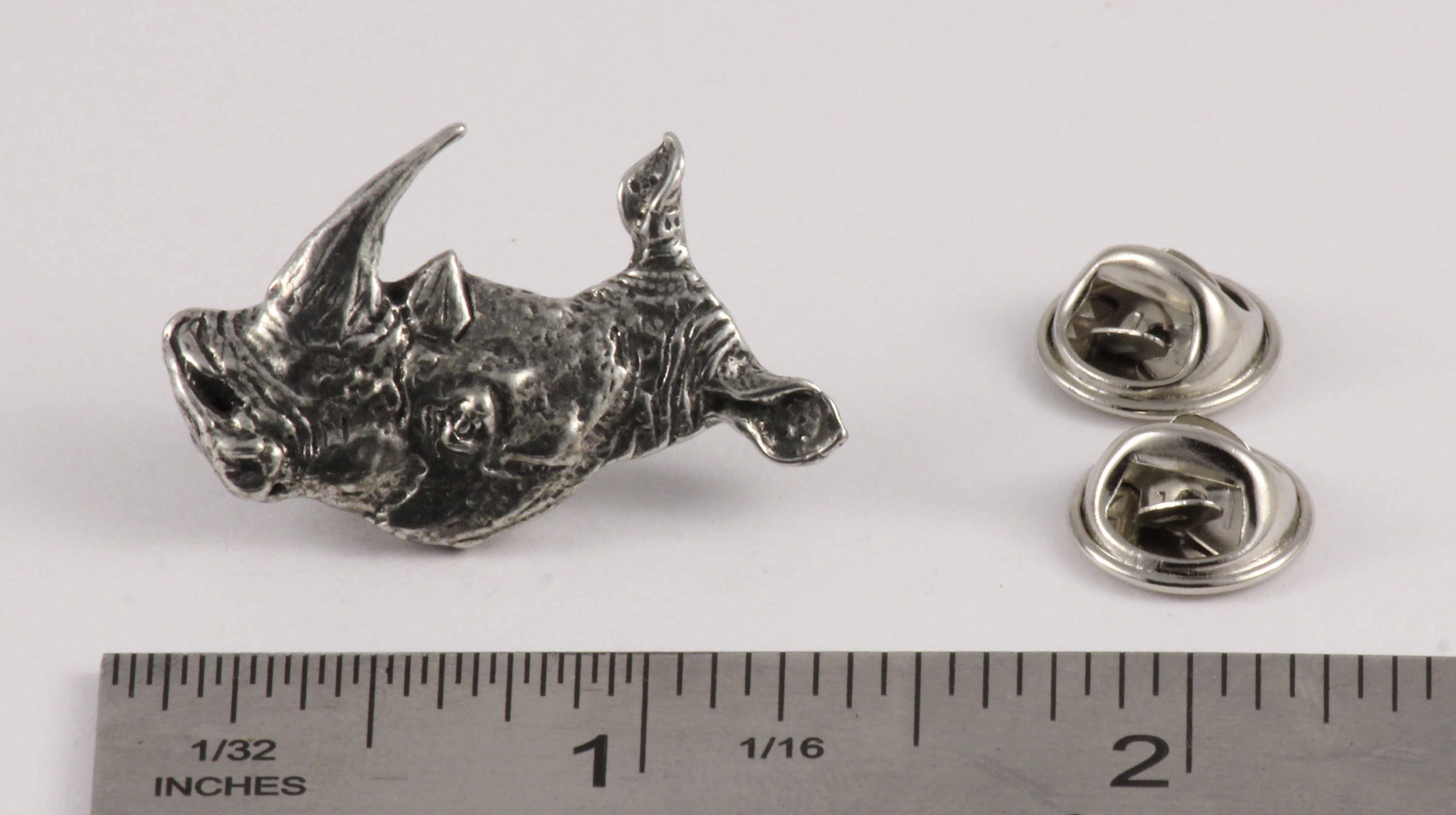 Creative Pewter Designs – wholesale Nål och knapp för kavajslag – Noshörning Noshörning Huvud Tenn Lapel Pin eller Magnet M1042