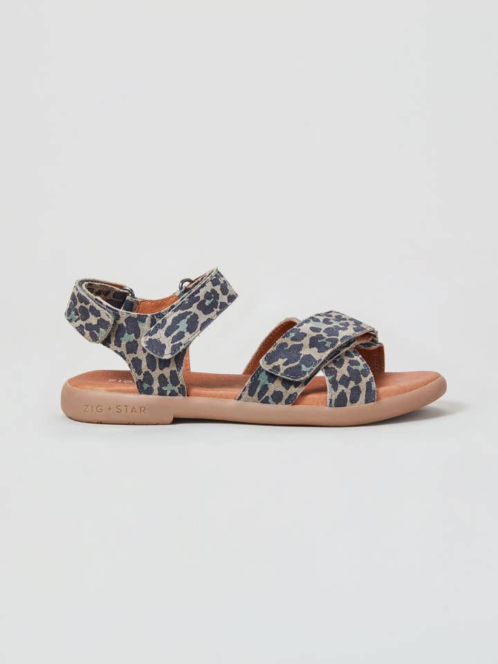 Rae Junior Cross-Strap Sandal Khaki Camo Animal for wholesale by ZIG+STAR