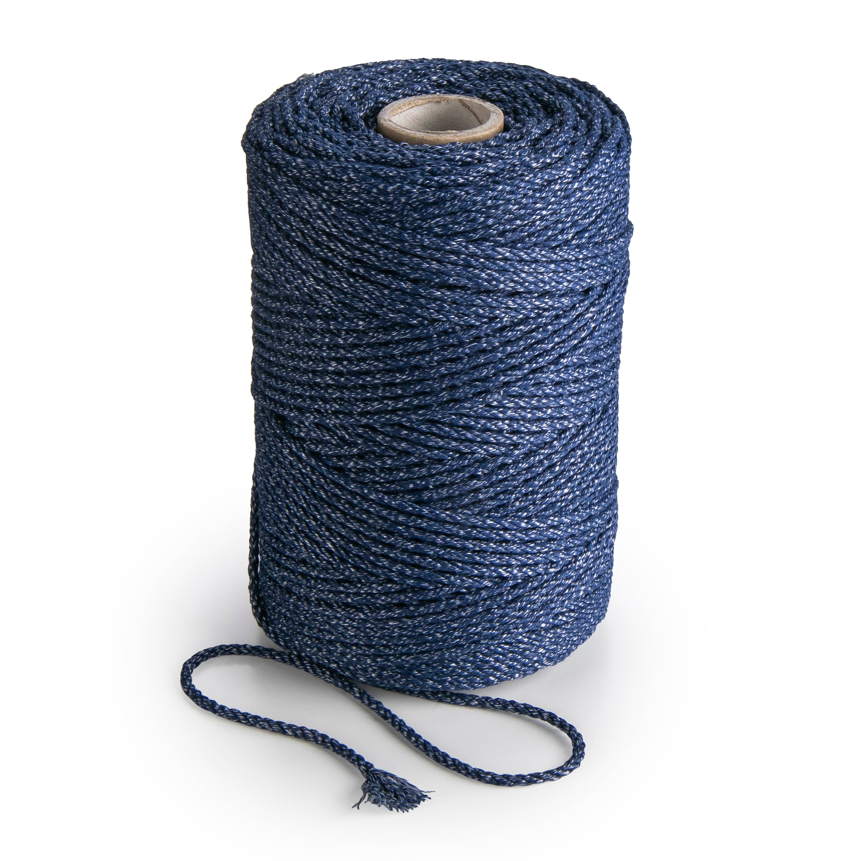 MB Cordas - Vendita all'ingrosso Spago - Corda di cotone per macramè 3 mm, 200 m, trecce 3 fili, colore blu misto1