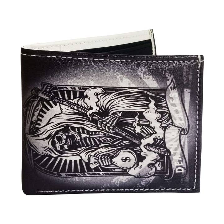 Death and Taxes Vegan Leather Bifold Wallet #VL 688 for wholesale by Leather Impressions Inc