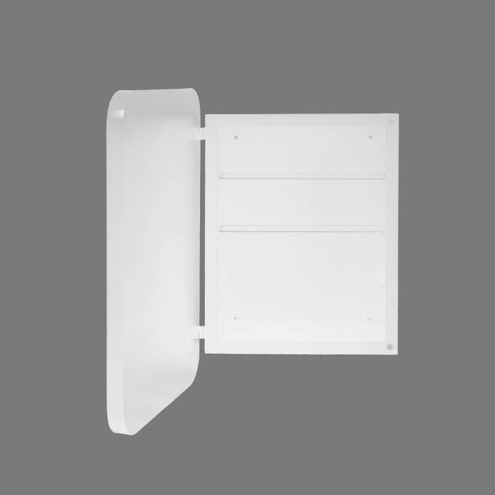 White Recessed Metal Medicine Cabinet with Mirror and Shelves for wholesale on Faire