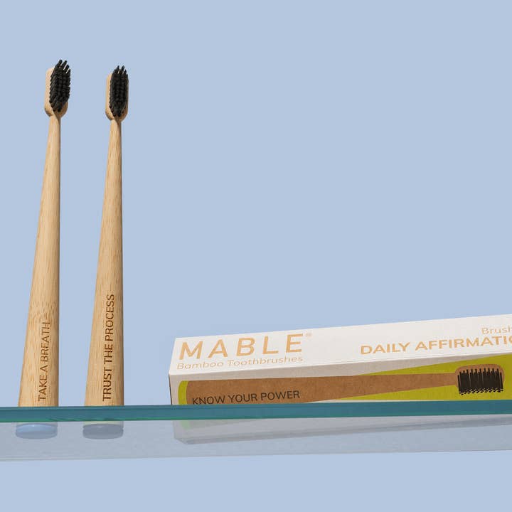 MABLE - Vente Brosses à dents - Pack de quatre brosses à dents avec affirmations quotidiennes - Adulte doux5