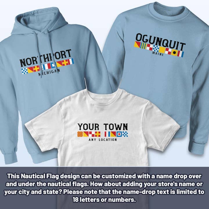 RetroPlanet - Wholesale T-Shirt (Graphic) - Unisex - Nautical Flags Name Drop T-Shirt Sweatshirt Hoodie Adult