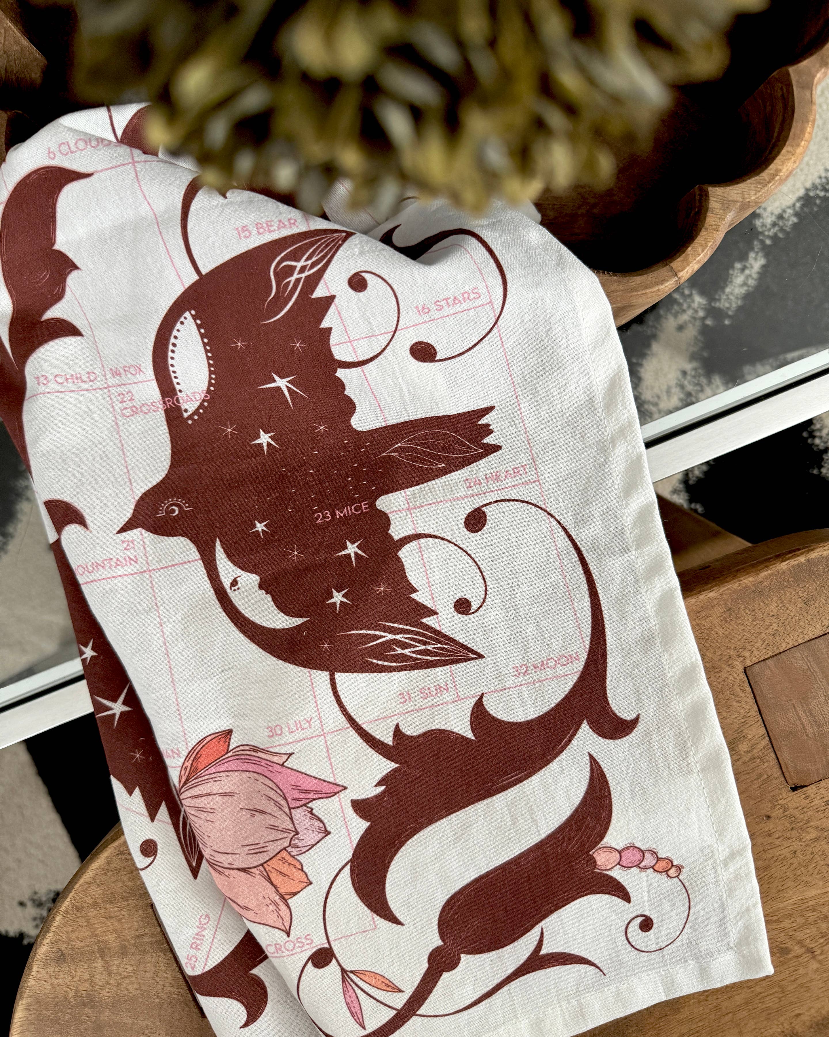 BOUCHETTE & CO. LLC - Wholesale Tea Towel - ALTAR CLOTH & TEA TOWEL | Lenormand Flight & Bloom 2