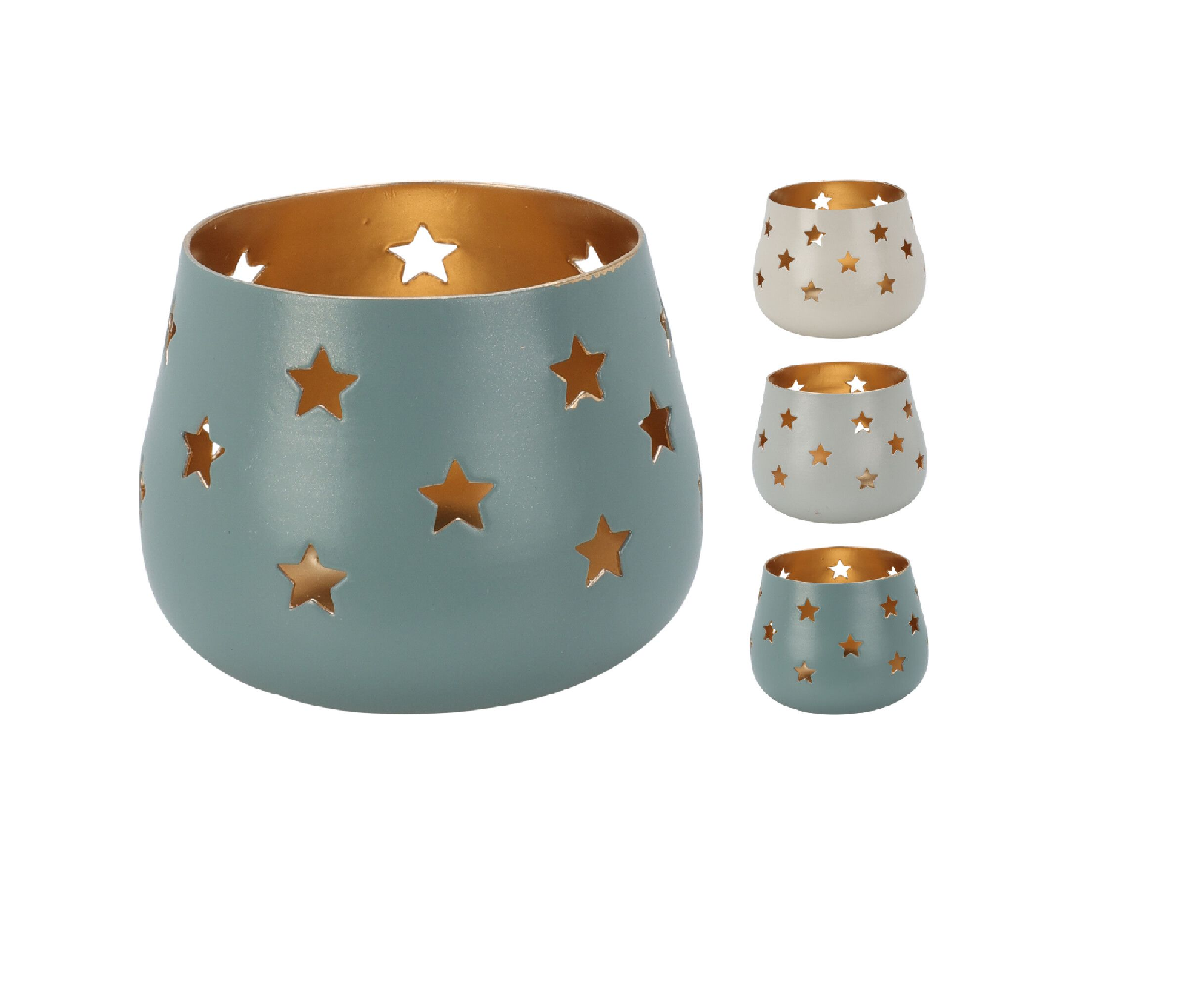 DRYdecorations - Wholesale Kaarsenhouder - Tealight houder metaal met sterren0