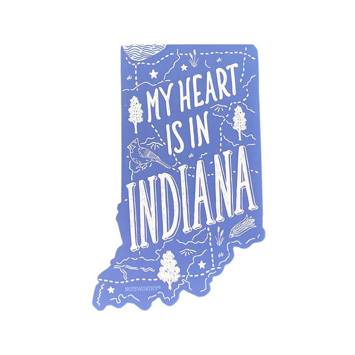 Heart In Indiana Map Magnet for wholesale by Noteworthy Paper & Press