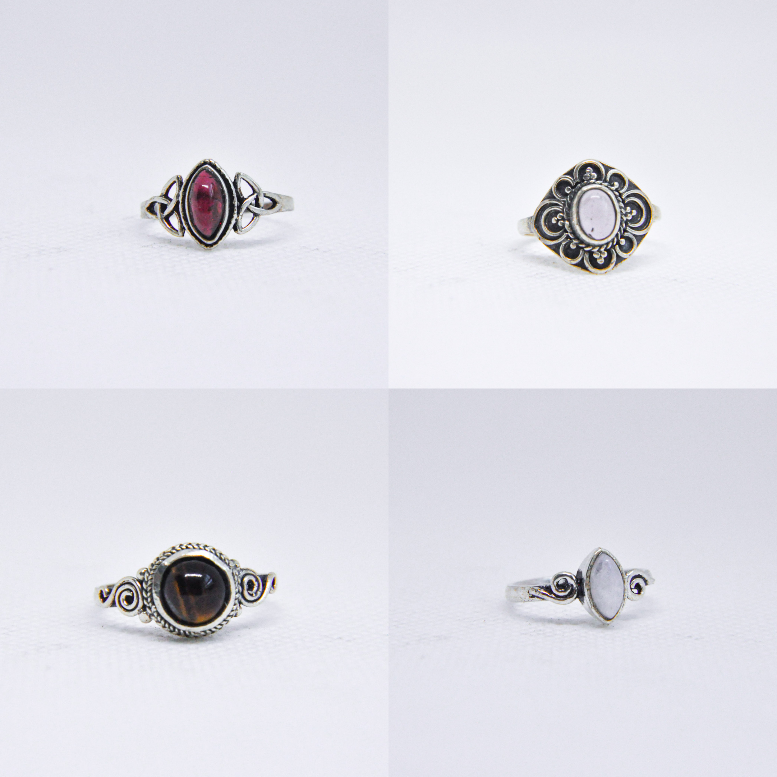 Zumki - Wholesale Cocktail/Statement Ring - Assorted Mixed Metal Silver Natural Gemstone Ring6
