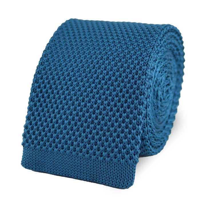 Men's Square End Knitted Tie - Dark Teal for wholesale by THE GENTS LAB