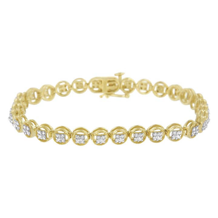 Infinite Jewels - Wholesale Tennis bracelet - 10K Gold Over Silver 1/4 Carat Diamond Link Tennis Bracelet5