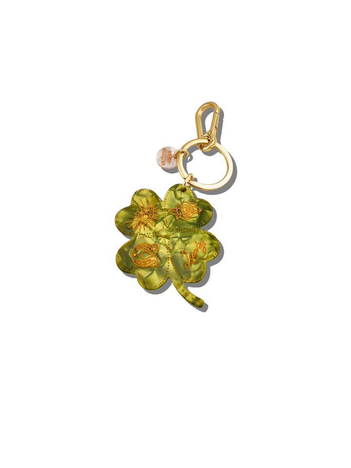 Hand-painted Lucky Clover Bag Charm + Keychain | Eco-Friendly for wholesale by Solar Eclipse