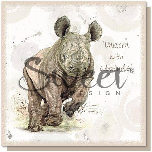 SEC006 - Sort næsehorn 'Enhjørning med holdning' for engroshandel hos Sweet Design