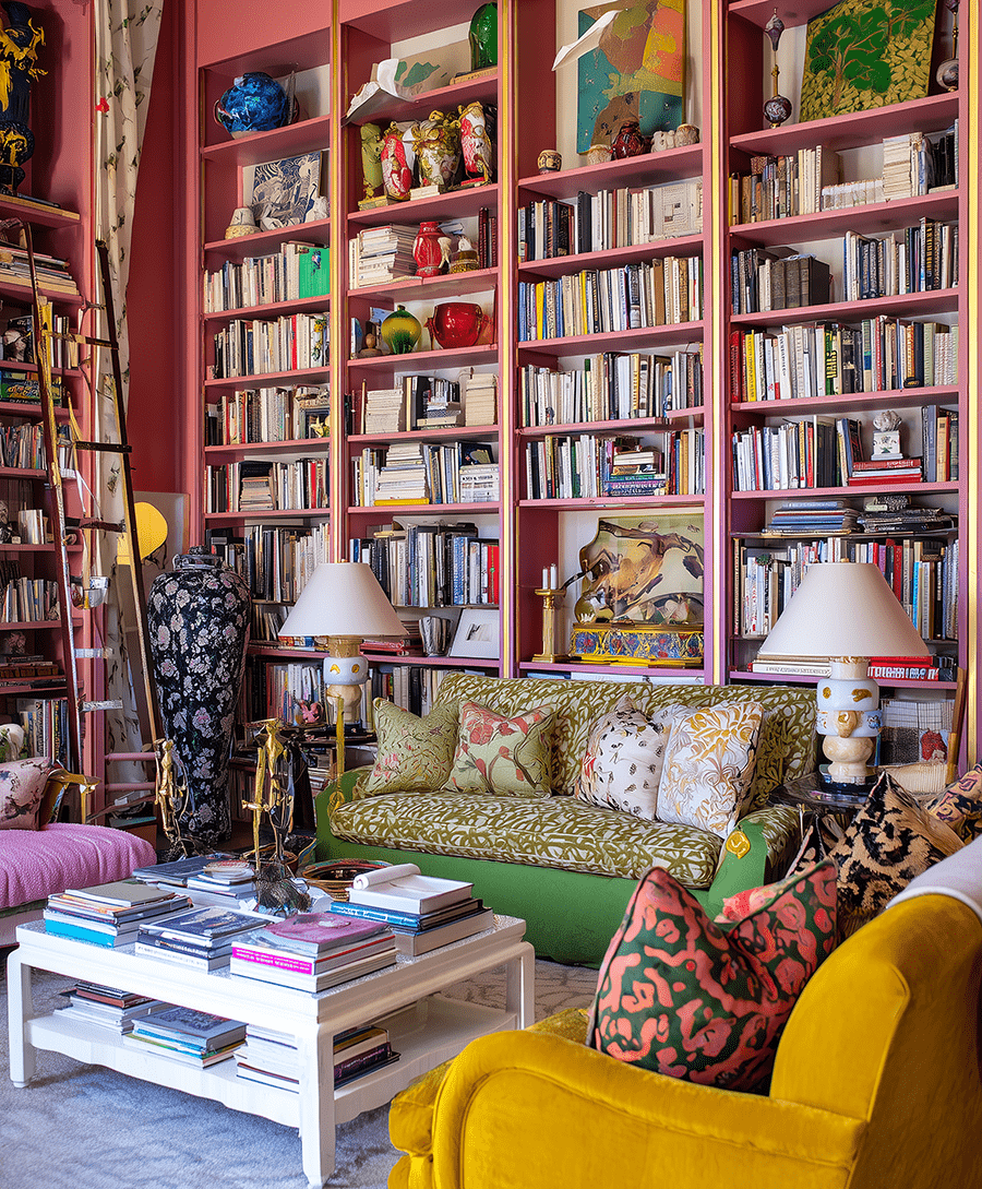 Mowbi – Großhandel Kunstdruck – Maximalistische moderne klassische Bibliothek: Zu viel ist nie genug0