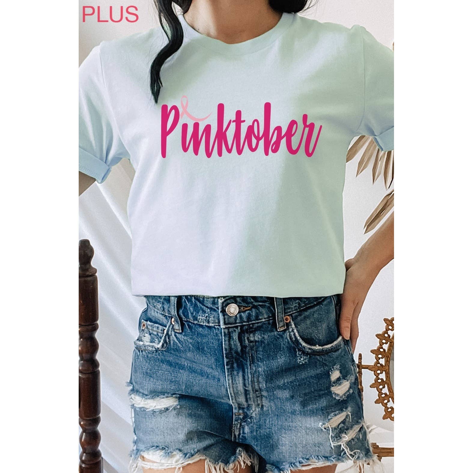 Kissed Apparel - Wholesale Screen Printed T-Shirt - Women's - Breast Cancer Awareness Pinktober PLUS Graphic Tee2