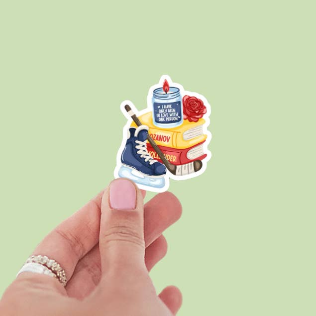 Vinylklistermärke – intensiv rivalitet: bokstapel och hockeyskridsko för wholesale av Limes & Lilly