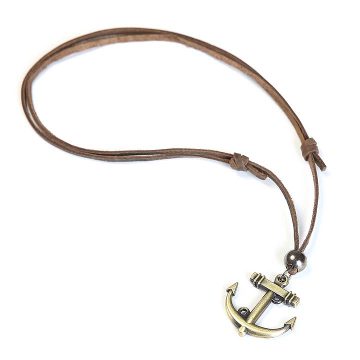 Leather Anchored Necklace for wholesale by Mad Man