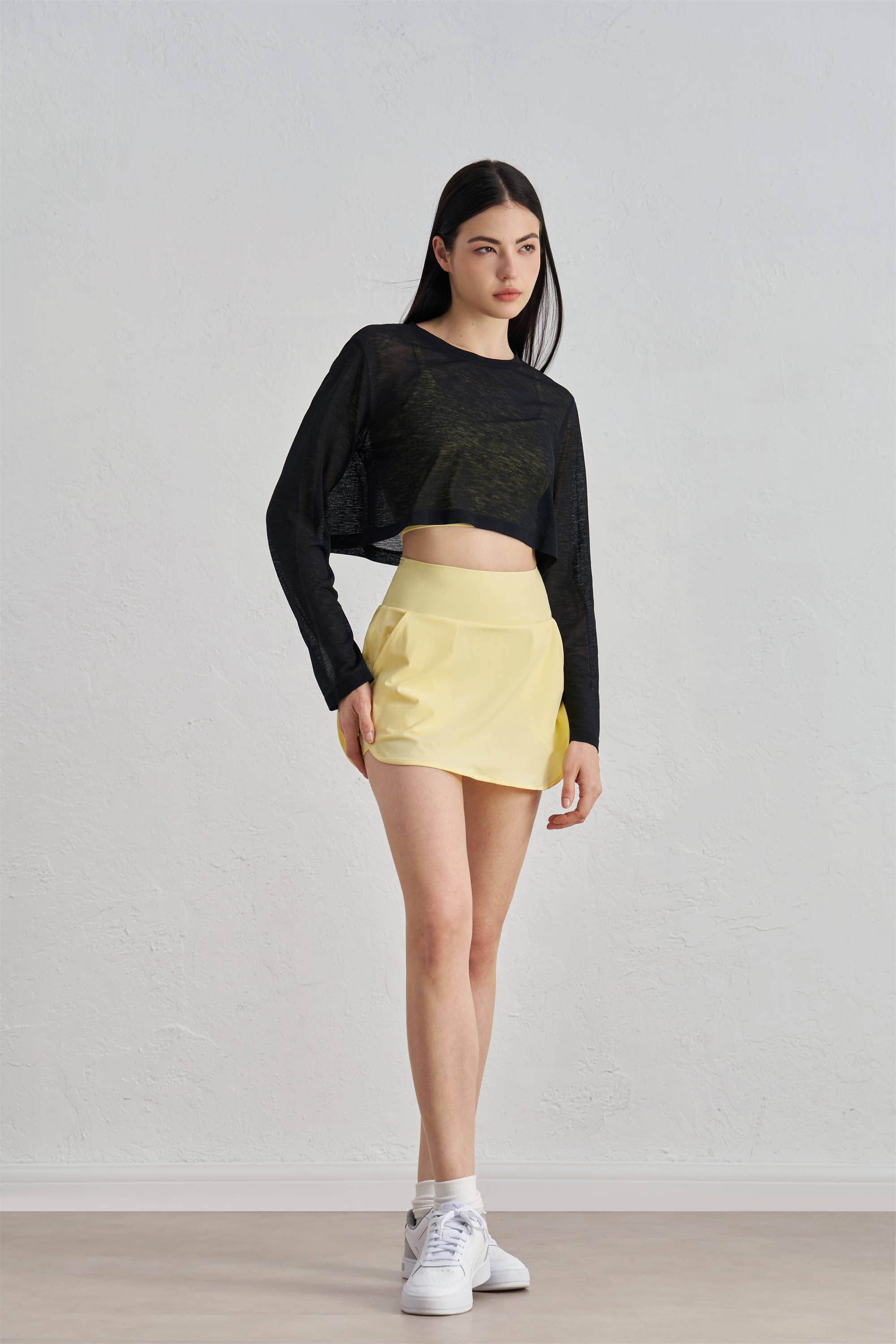 91thelabel - Wholesale Gebreide top - Dames - Lucia Sheer Lange Mouw Verkorte Cover-Up4