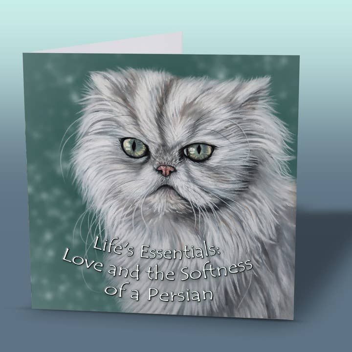 Tarjeta de felicitación de gato Gato Persa - Cita para venta al por mayor de Irisha's Card Art