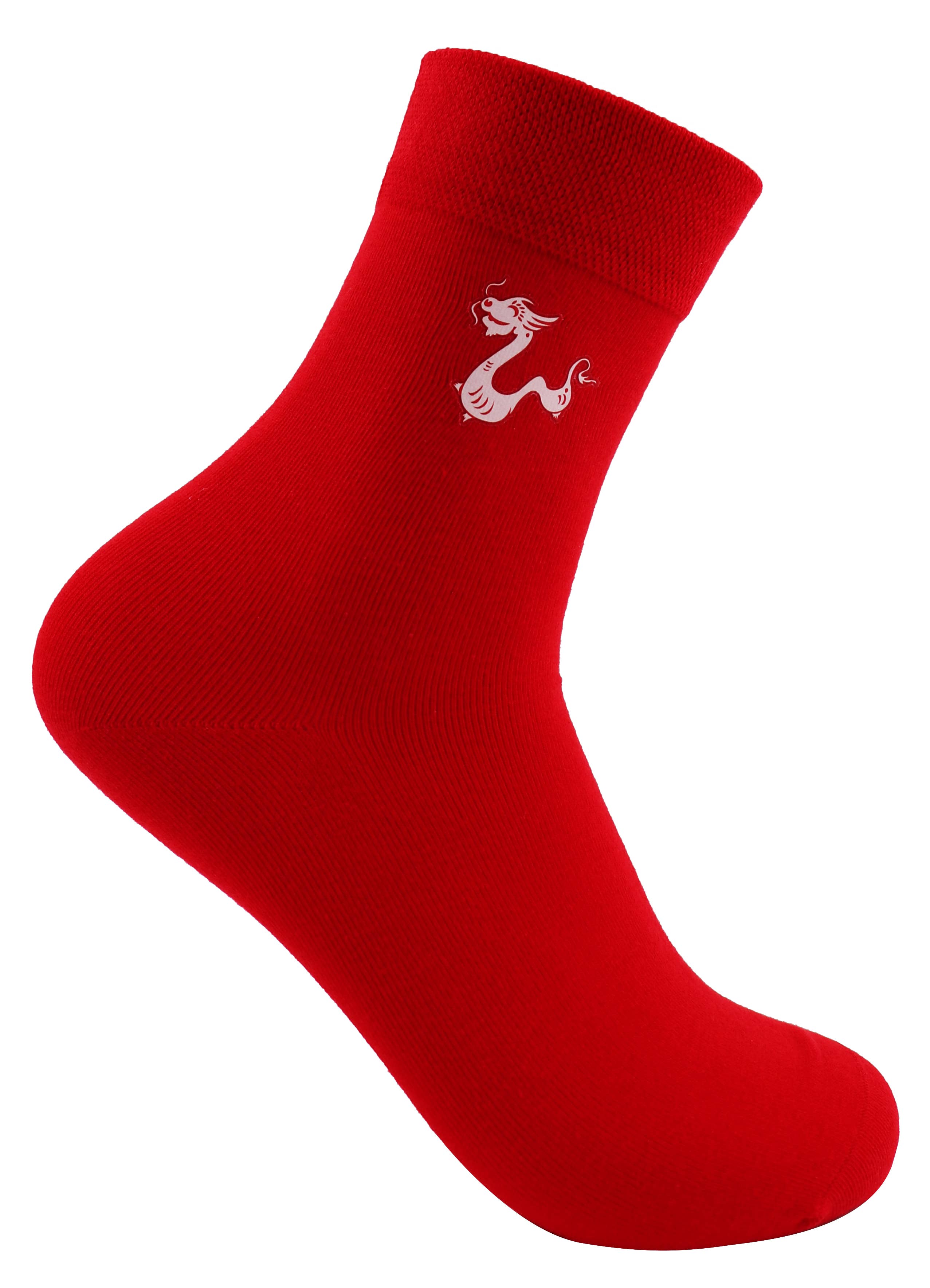 SoXcellent - Vendita all'ingrosso Calzini - Unisex - Calzini divertenti Dragon Chinese Loong Lucky Red White Quarter0
