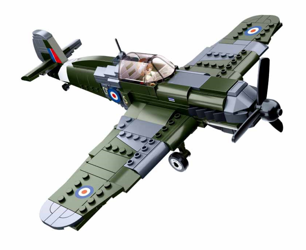 Texas Toy Distribution - Wholesale Building Set - Kids - WW2 Royal Airforce Spitfire Fighter Plane Brick Kit (297 pcs3
