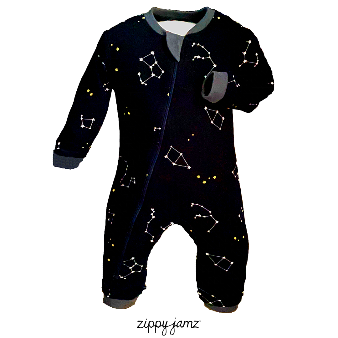 ZippyJamz - Wholesale Jumpsuit - Baby - Galaxy Love - Navy - Babysuit - Footed8