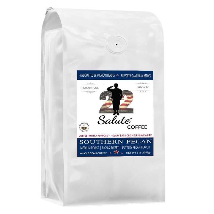 22 Salute Coffee 'With a Purpose', 'Southern Pecan' for wholesale by 22 Salute Coffee