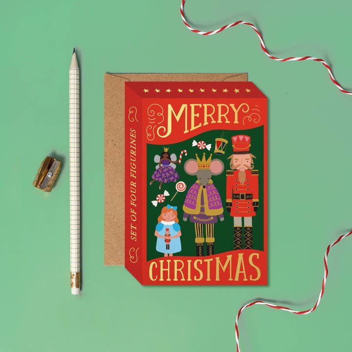 Festive Nutcracker Figurines Box Card for wholesale by Mifkins