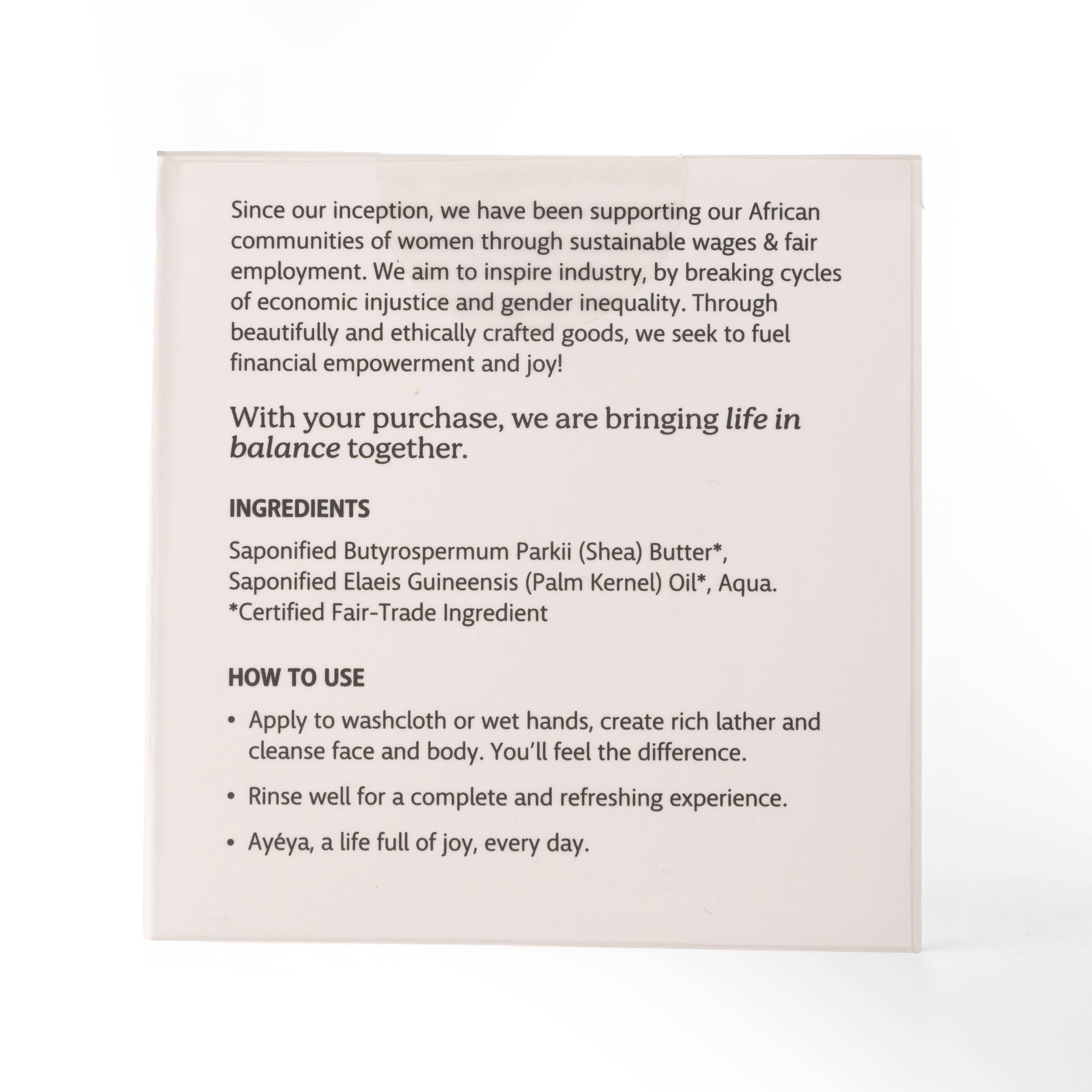 Ayéya - Wholesale Bar Soap - Traditional Black Soap Bar, Gratitude
1