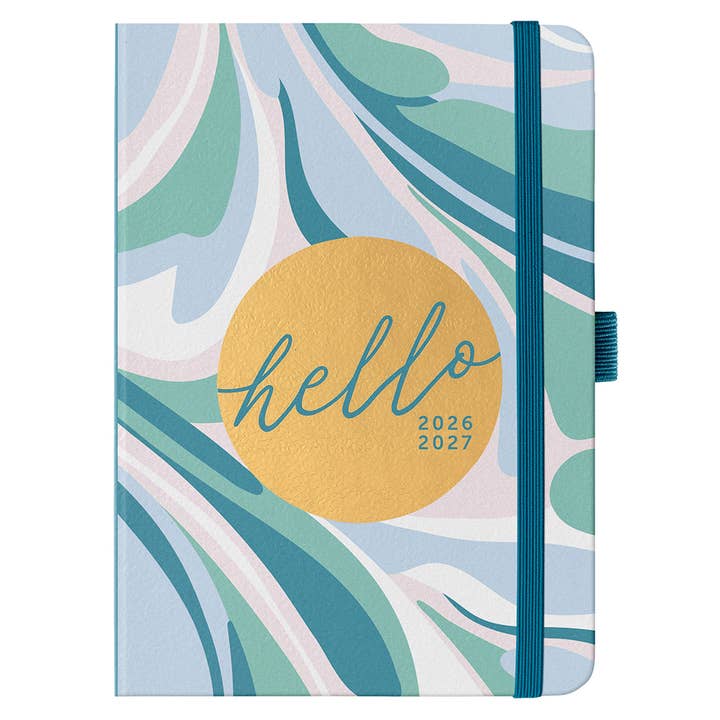 Agenda A6 de meio de ano 2026/27 - Mármore - Vista semanal e Notas por atacado de Busy B