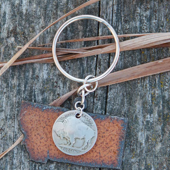 Porte-clés In Love with Montana Iron Montana/Buffalo Nickel pour la vente par Cool Water Jewelry