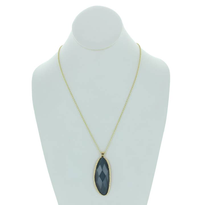 Cobalt Rain Single Elongated Teardrop Necklace for wholesale by Olivia Welles