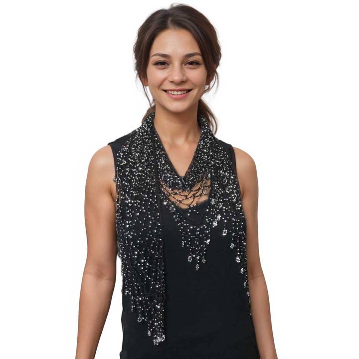 The Magic Scarf Company - Wholesale Outerwear Vest - Women's - 027 - Shanghai Beaded Triangle