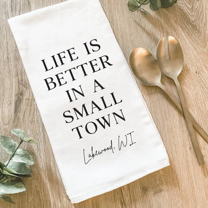 Lissi Designs - Wholesale Tea Towel - Custom Small Town - Cotton Tea Towel