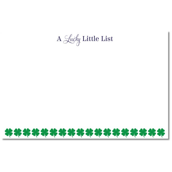 A LUCKY LITTLE LIST SLAB PAD | ST. PATRICK'S DAY for wholesale by B. ROWE & CO.