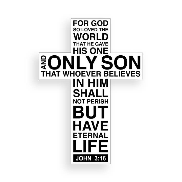 John 3:16 Kryds klistermærke for engroshandel hos Real Sticky