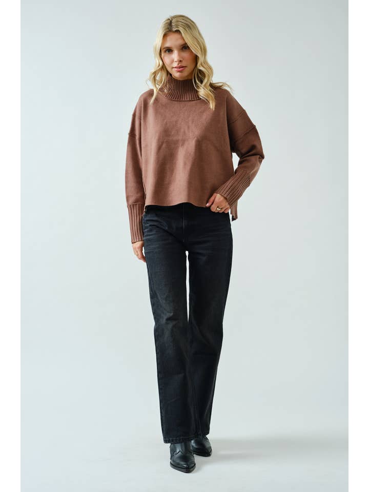 SPICE ALLEY - Wholesale Knit Sweater - Women's - SA00121T - Soft Overlock Mock Neck Sweater7