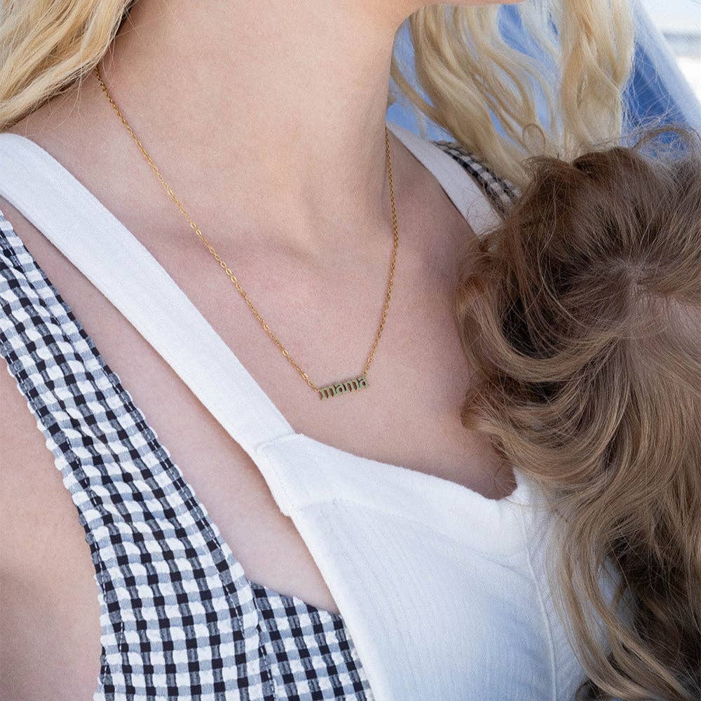 WJW – Großhandel Kette mit Anhänger/Charm – 18K Gold PVD Edelstahl Mama Charm Halskette9