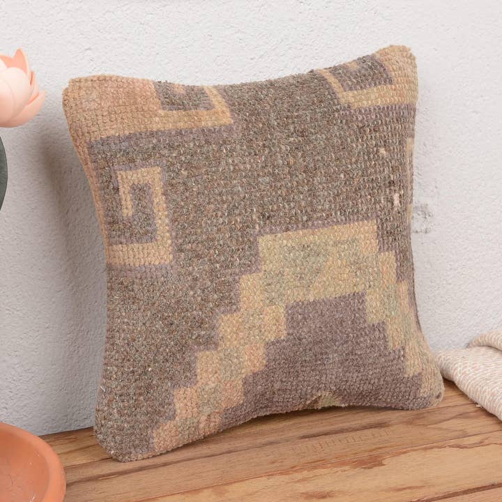 Vintage Kilim Boho Ethnical Rug Pillow for Couch 12x12 for wholesale by Kilim Pillow Decors