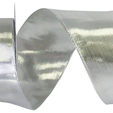 Woven Metallic Lame 3 Wired Edge, Silver, 2-1/2 In, 25 Yards for wholesale by RELIANT RIBBON