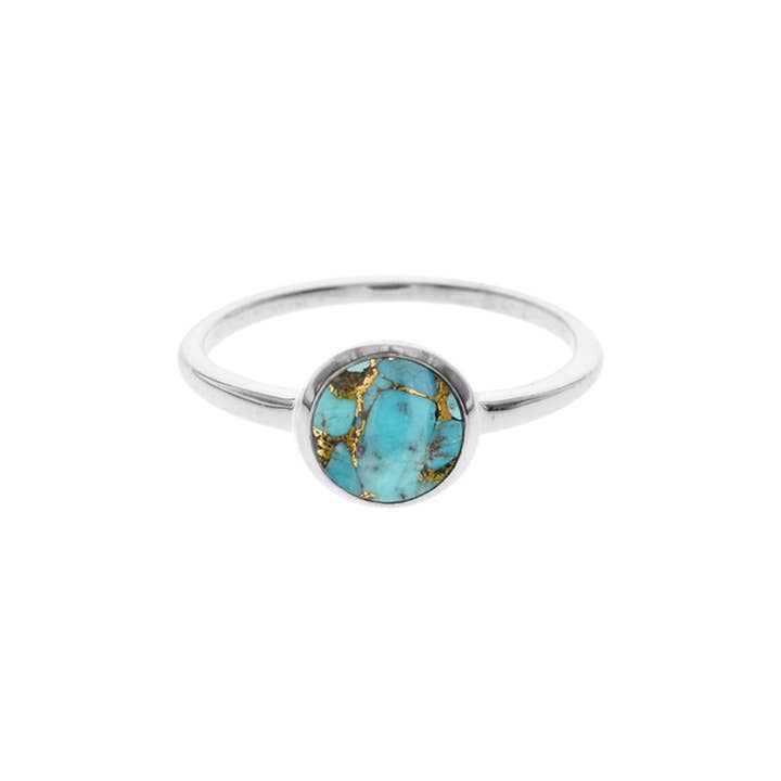 Kali Ma Designs - Sterling Silver Jewellery - Wholesale Single Stone/Solitaire Ring - Bridget simple round blue mohave ring