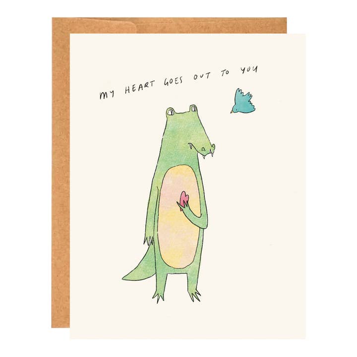 Alligator sympathy card for wholesale by Celia Feldberg