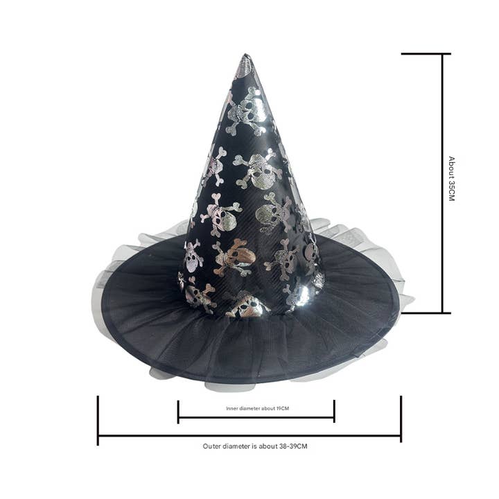 Little Trendy - Wholesale Party Hat/Crown - Halloween Glitter Mesh Witch Hat Party dress hat3