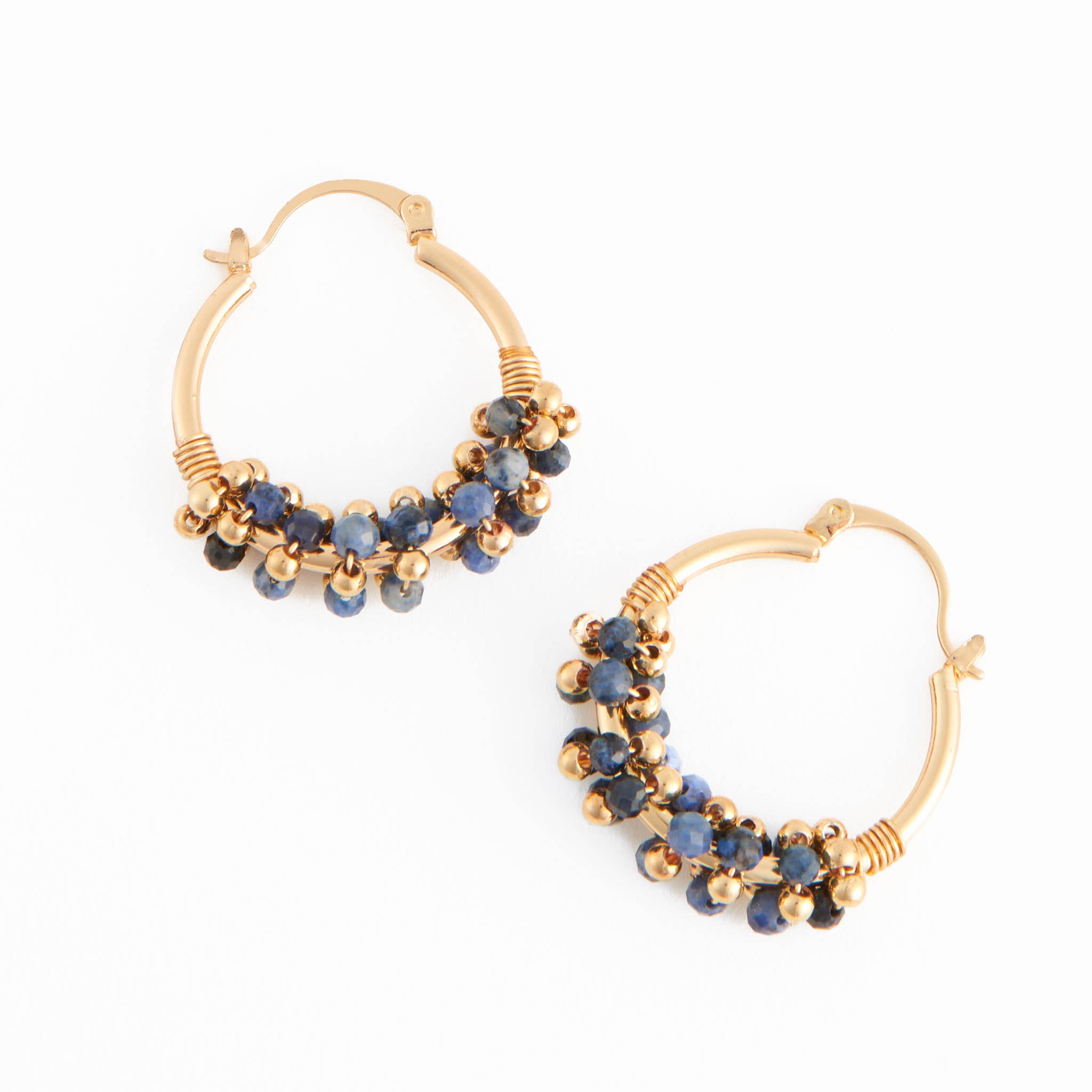 Howard's - Wholesale Hoop Earrings - Hoop Earrings Shayne Genuine Stone Beaded Hoops6
