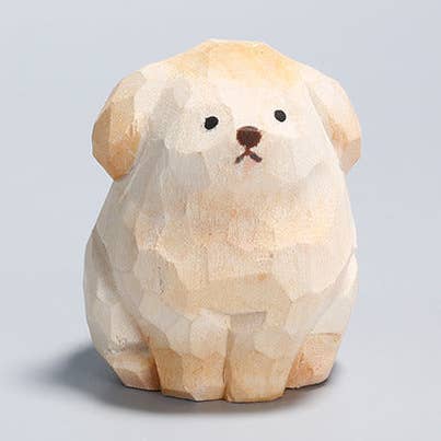 Gohobi handgefertigte Holzfigur weißhaariger Hund für den Großhandel von Gohobi (We cover U.S. import duties)