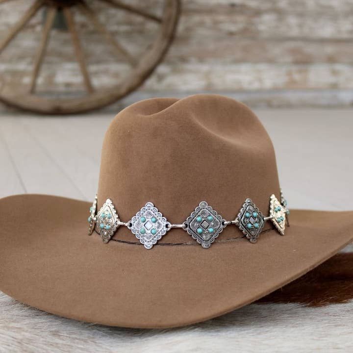 Willow Lane Hat Co. – Großhandel Hutzubehör – Damen – Silberne Concho-Hutband - Sundancer3