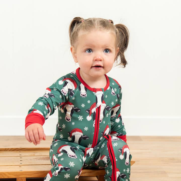 Santa Cows Christmas Bamboo Baby Zippy and other Purchase Wholesale footed pajamas. Free Returns & Net 60 Terms on Faire trending on Faire.