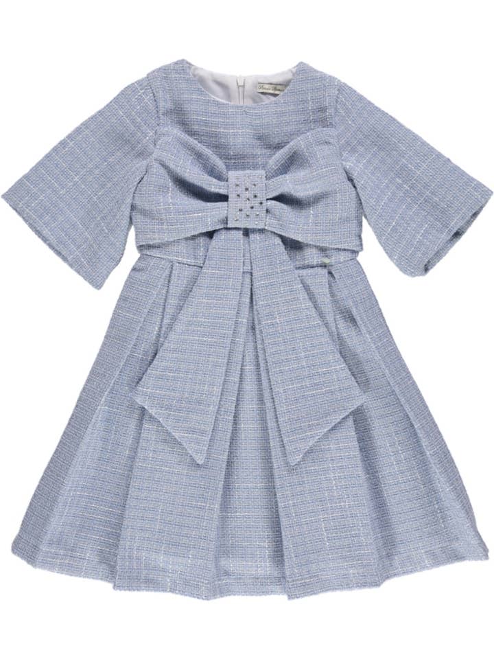 Vestido chanel azul com laço no peito for wholesale by Piccola Speranza