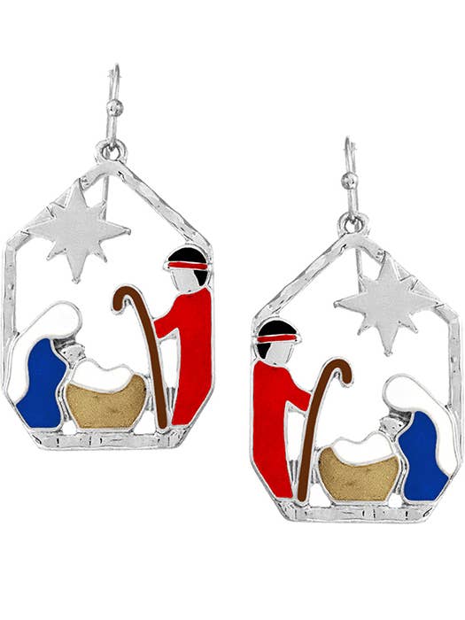 ( H947 ) CHRISTMAS THEME EPOXY NATIVITY EARRING for wholesale by Jewelry Max