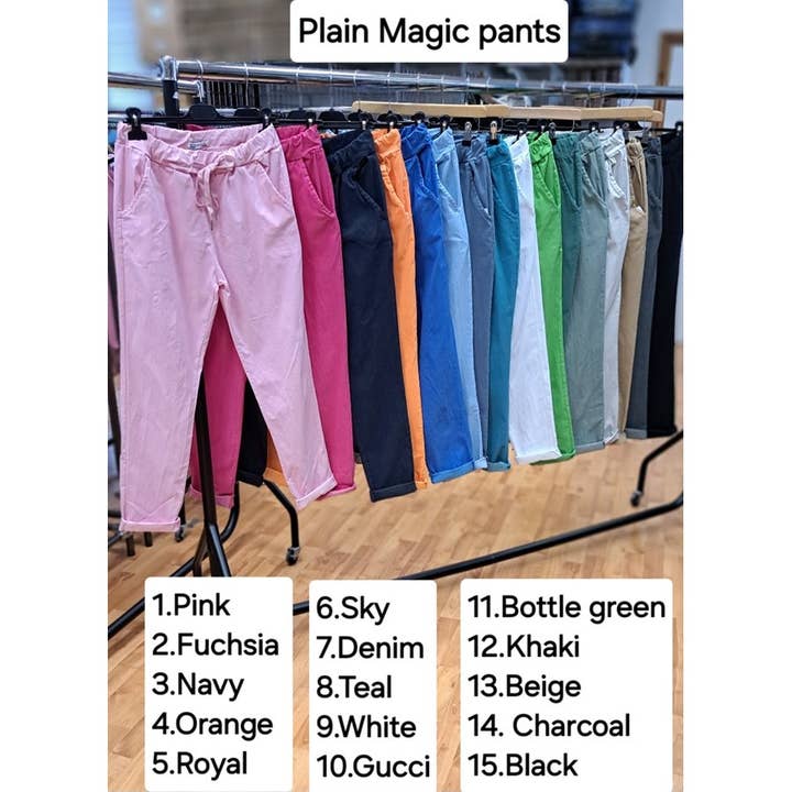 Paradiso Couture - Wholesale Pants - Women's - Casual Plain Regular Size Stretch Pull On Magic Pants -Plain6